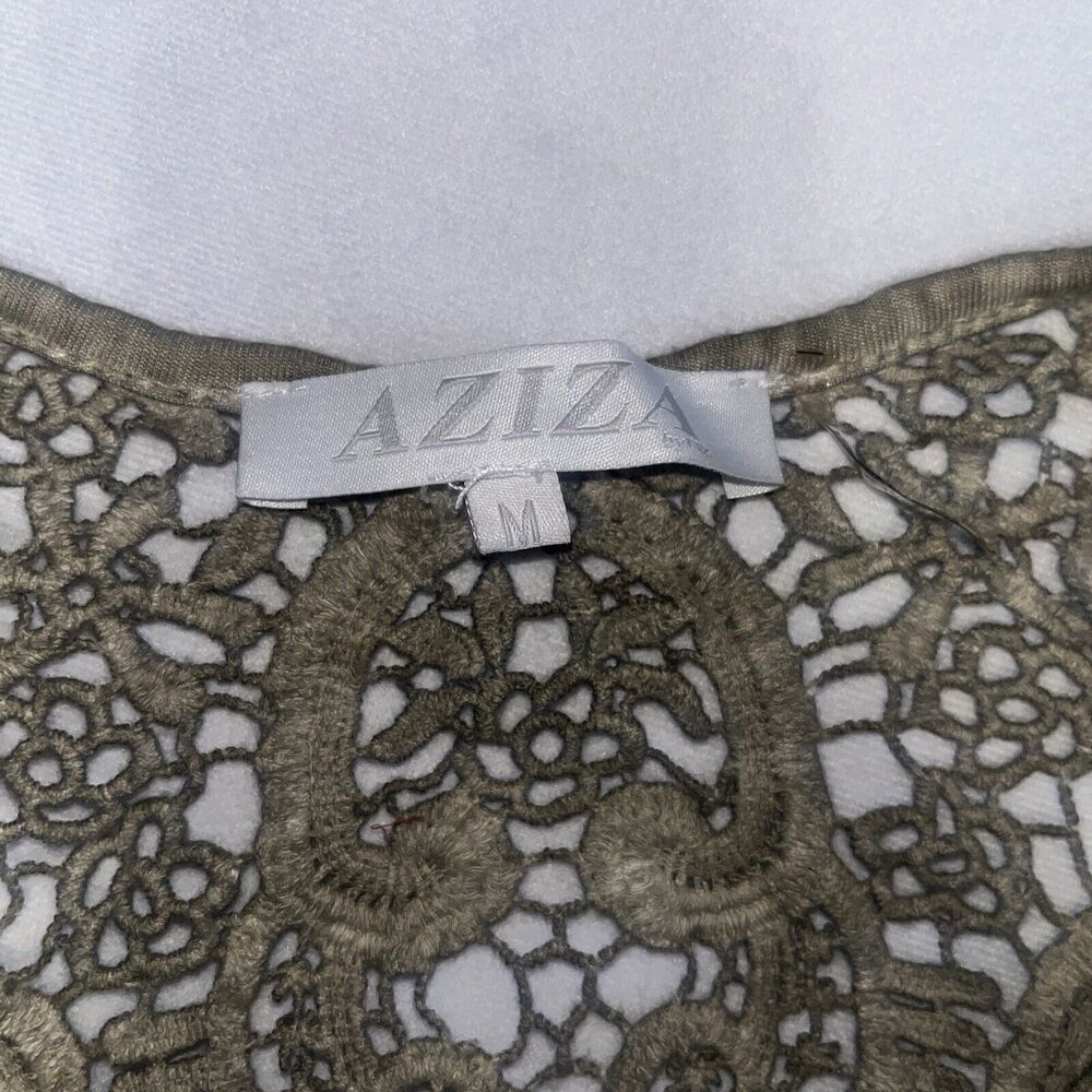 Aziza M Medium Lace Boho Olive Green Dress - Picture 8 of 16